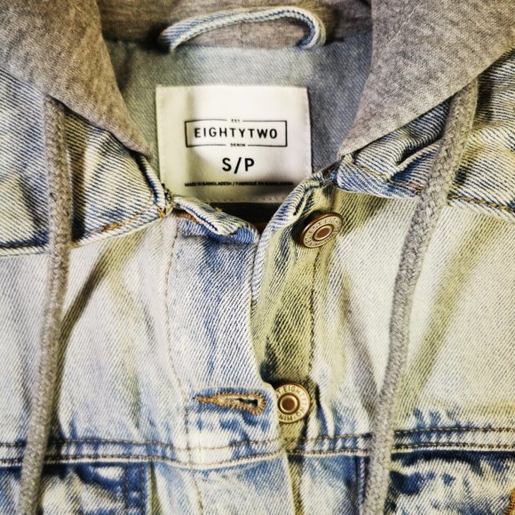 Ardene Eighty Two Denim Hooded Jacket, Gray, Small - Picture 5 of 9